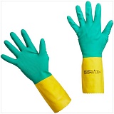 Перчатки резиновые Vileda Professional "Усиленные" с неопреном, р.XL, зеленый/желтый, пакет