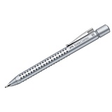 Ручка шариковая автоматическая Faber-Castell "Grip 2011" синяя, 1,2мм, трехгран., серебряный корпус
