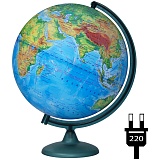 Глобус физический Глобусный мир, 32см, с подсветкой на круглой подставке