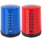 Точилка пластиковая Faber-Castell "Grip 2001 Mini", 1 отверстие, контейнер, красная/синяя
