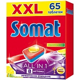 Таблетки для посудомоечных машин Somat "Lemon and lime", 65шт.
