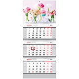 Календарь квартальный 3 бл. на 3 гр. OfficeSpace Standard "Вальс роз", с бегунком, 2021г.