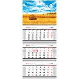 Календарь квартальный 3 бл. на 3 гр. OfficeSpace Mini "Солнечное поле", с бегунком, 2021г.