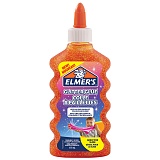 Клей канцелярский Elmers "Glitter Glue", 177мл, для слаймов, оранжевый, с блестками, прозрачный
