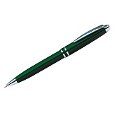 Ручка шариковая Berlingo "Silk Classic" синяя, 0,7мм, корпус зеленый/хром, поворот., пласт. футляр