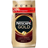 Кофе растворимый Nescafe "Gold", сублимированный, с молотым, тонкий помол, мягкая упаковка, 900г