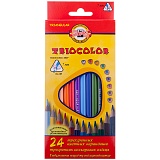 Карандаши цветные Koh-I-Noor "TrioColor", 24цв., трехгран., заточен., европодвес