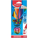 Карандаши цветные пластиковые Maped "Color'Peps Strong" 12цв.,трехран., заточен., картон, европодвес