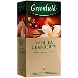 Чай Greenfield "Vanilla Cranberry", черный с ароматом ванили и ягод, 25 фольг. пакетиков по 1,5г