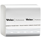 Бумага туалетная листовая Veiro Professional "Comfort"(V-сл.) 2-слойная, 250лист/пач, 21*10.8см, белая