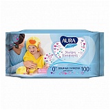 Салфетки влажные Aura "Ultra comfort", 100шт., детские, универсал. очищающие,без спирта