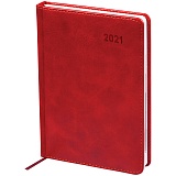 Ежедневник датированный 2021г. с вырубкой, A5, 176л., кожзам, OfficeSpace "Vesper Index", бордовый