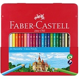 Карандаши цветные Faber-Castell, 24цв., заточен., метал. кор.