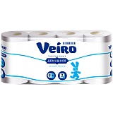 Бумага туалетная Veiro "Домашняя" 2-слойная, 8шт., тиснение, белая