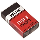 Ластик Milan "Nata Negra 7030", прямоугольный, пластик, картонный держатель, черный, 39*24*10мм