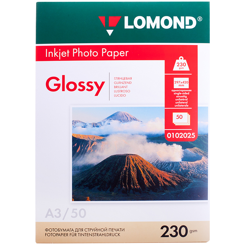 Бумага А3 для стр. принтеров Lomond, 230г/м2 (50л) гл.одн.