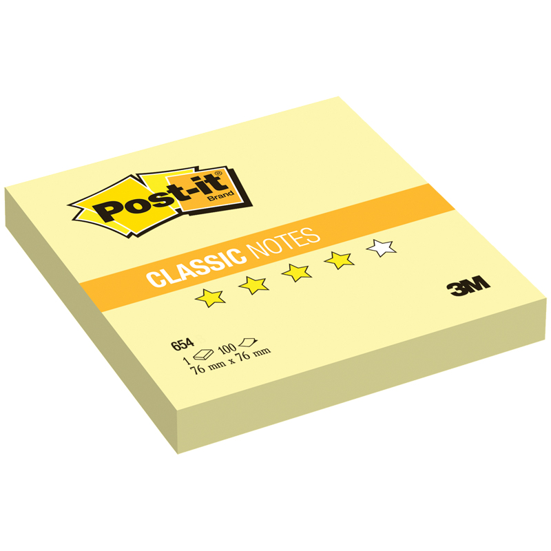 Самоклеящийся блок Post-it "Classic", 76*76мм, 100л., канареечный желтый