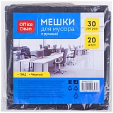 Мешки для мусора 30л OfficeClean ПНД, 48*56 см, 10мкм, 20шт., черные, в пластах, с ручками