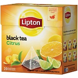 Чай Lipton "Citrus", черный ароматиз. с цедрой цитрусов., 20 пакетиков-пирамидок по 1,8г