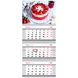 Календарь квартальный 3 бл. на 3 гр. OfficeSpace Mini "Strawberry cake", с бегунком, 2021г.