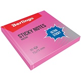 Самоклеящийся блок Berlingo "Ultra Sticky", 75*75мм, 80л, розовый неон