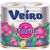 Бумага туалетная Veiro "Floria. Цветущий апельсин" 2-х слойн., 4шт., тиснение, с рисунком