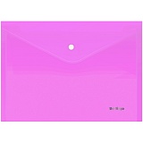 Папка-конверт на кнопке Berlingo "Starlight", А4, 180мкм, прозрачная розовая, индив. ШК