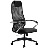 Кресло руководителя Метта "S-B" S-BK-8 PL2, ткань-сетка черная №20, спинка-сетка, топ-ган