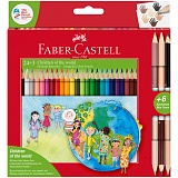 Карандаши цветные Faber-Castell "Дети мира", 30 цветов, трехгран, заточ., карт. упак.