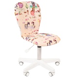 Кресло детское Chairman Kids 105, PL белый, ткань велюр, принцессы, регулировка по высоте, без подл.