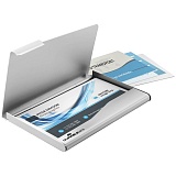 Визитница карманная Durable "Business card box" на 20 визиток, 60*94мм, металл., серебро