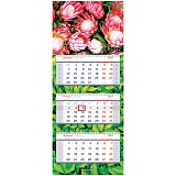 Календарь квартальный 3 бл. на 3 гр. OfficeSpace Premium "Цветочный", с бегунком, 2021г.