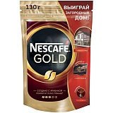 Кофе растворимый Nescafe "Gold", сублимированный, с молотым, тонкий помол, мягкая упаковка, 130г