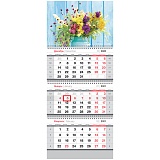 Календарь квартальный 3 бл. на 3 гр. OfficeSpace "Полевые цветы", с бегунком, 2021г.