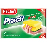 Губки для посуды Paclan "Practi Profi", поролон с абразивным слоем, 2шт.