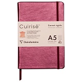 Записная книжка A5 72л. кожа, Clairefontaine "Cuiris. Cherry", 90г/м2, на резинке, ляссе, карман