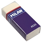 Ластик Milan "4020", прямоугольный, синтетический каучук, картонный держатель, 55*23*13мм