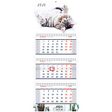 Календарь квартальный 3 бл. на 3 гр. OfficeSpace Premium "Милый кот", с бегунком, 2021г.