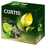 Чай Curtis "Fresh Mojito", зеленый, аромат, 20 пакетиков-пирамидок по 1,7г