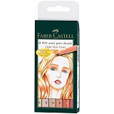 Набор капиллярных ручек Faber-Castell "Pitt Artist Pen Brush Light Skin" 6цв., 6шт., пластик. уп., европодвес