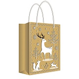 Пакет подарочный новогодний 22*31*10см Русский дизайн "Животные в лесу", крафт, пластизоль