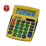 Калькулятор малый настольный Citizen SDC-450NYLCFS, 8 разрядов, двойное питание, 87*120*22мм, желтый