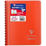 Записная книжка А6 50л. на гребне Clairefontaine "Koverbook", 90г/м2, пластик. обложка, карман, красная