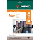 Бумага А4 для стр. принтеров Lomond,  90г/м2 (100л) мат.одн.