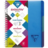Бизнес-тетрадь 90л., А5+, клетка на гребне Clairefontaine "Evolutiv'Book", 90г/м2, пластик. обложка, синяя