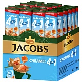 Кофе растворимый Jacobs "Caramel", со вкусом карамели, 4 в 1, порционный 24 пакетика*12г