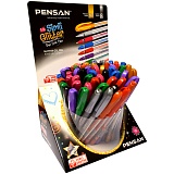 Ручка гелевая PenSan "Glitter Gel", ассорти, чернила с блестками, 1мм, грип, дисплей