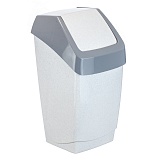 Ведро-контейнер для мусора (урна) Idea "Хапс", 25л, качающаяся крышка, пластик, мраморный