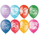 Воздушные шары,  50шт., M12/30см, Поиск "Свадебная тематика", пастель+декор
