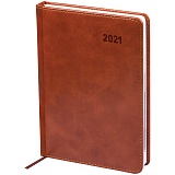 Ежедневник датированный 2021г. с вырубкой, A5, 176л., кожзам, OfficeSpace "Vesper Index", коричневый